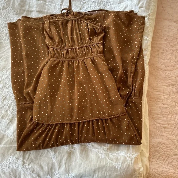 brown dress madewell Madewell Brown Shift Dress with Tie